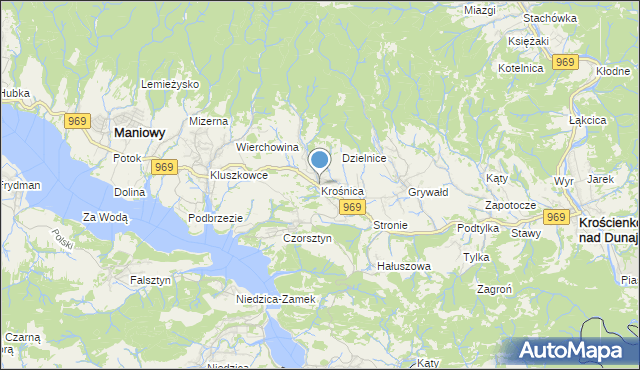 mapa Krośnica, Krośnica gmina Krościenko nad Dunajcem na mapie Targeo